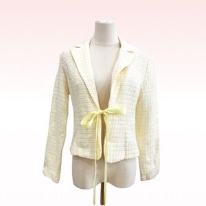 Y2k BLUSH Light Yellow Ribbon Closure Blazer (Sz M)